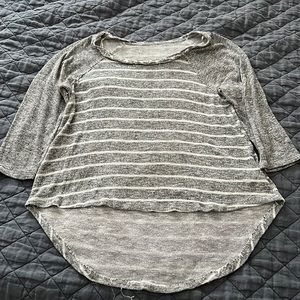 Urban Outfitters Gray & White Striped 1/2 Sleeve Sweater
